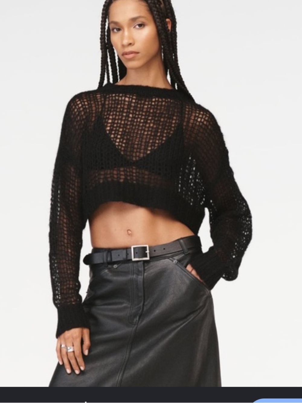 Zara x Steven Meisel mesh Black Open-Knit Cropped Sweater